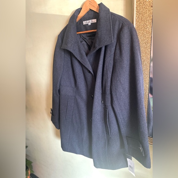Kenneth Cole New York Plus SizeGrey Pea Coat Jacket - Picture 5 of 5